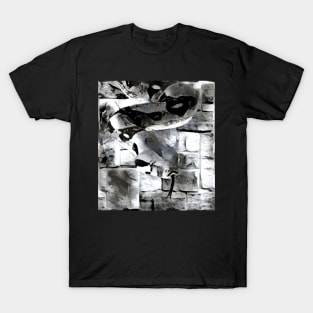 Snake Black and White Spray Paint Wall T-Shirt